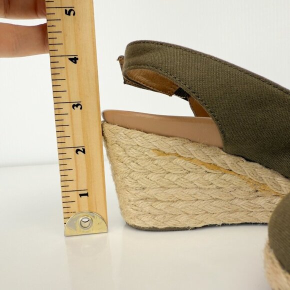 VIONIC Aruba Coralina Canvas Wedges Slingback Rattan Olive Green Espadrilles 7 - Picture 13 of 13
